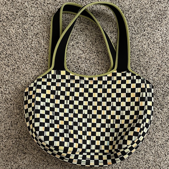 MacKenzie-Childs Black and Cream Checkered Tote - Picture 3 of 4